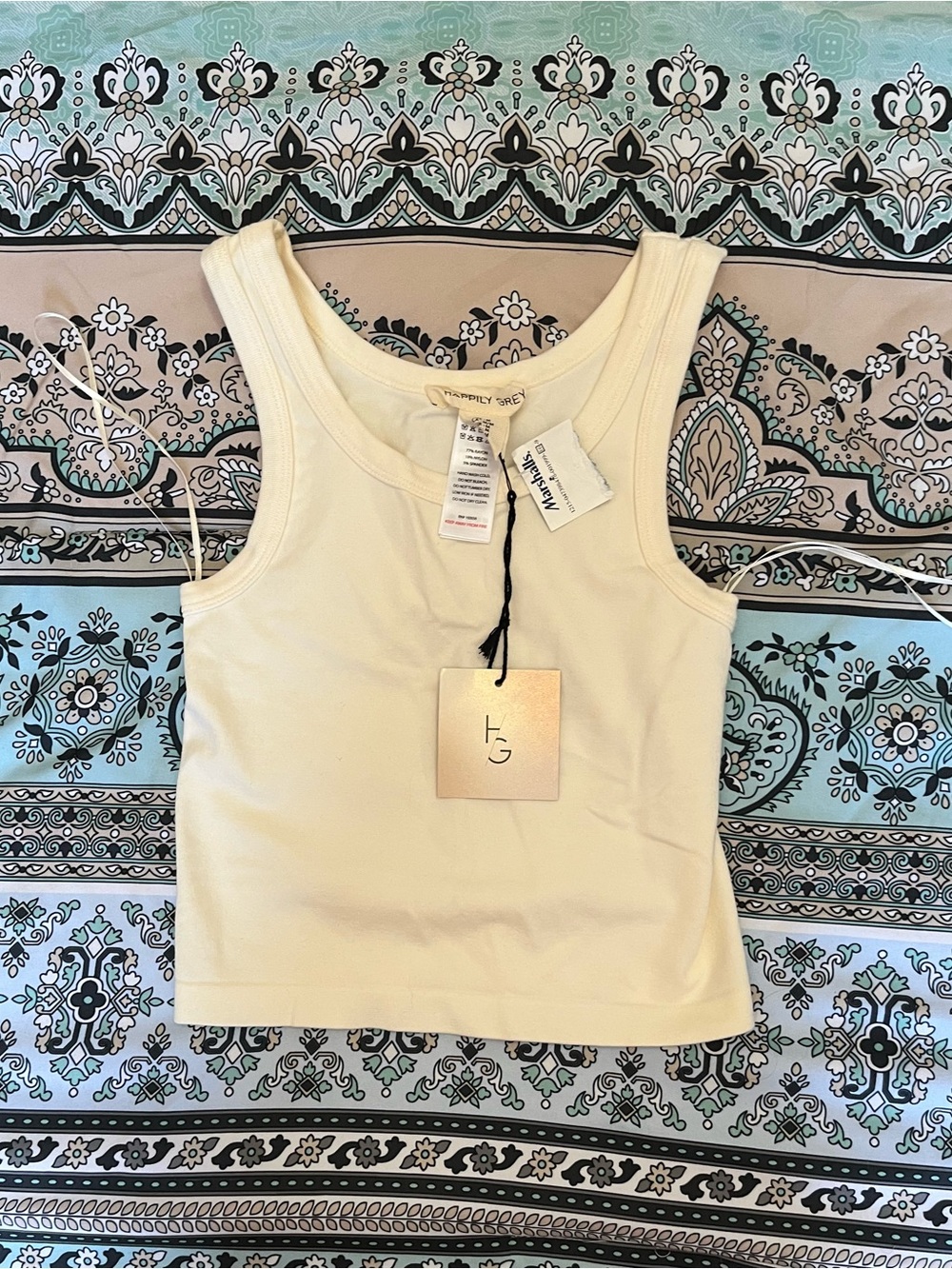 HG Cream Ribbed Tank Top by